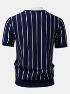Men's Knitted Button-Up Shirt and Straight-Leg Trousers Set