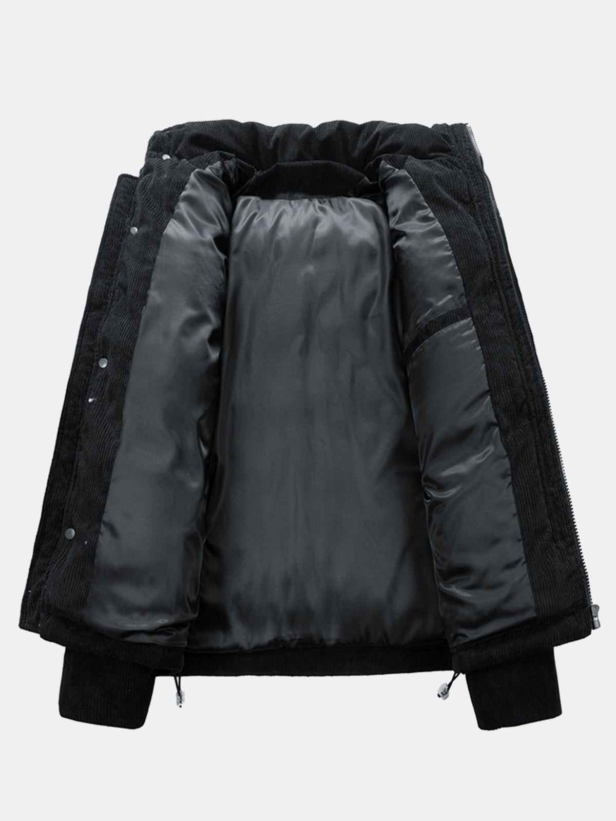 Men's Suede-Look Padded Puffer Jacket – Relaxed High Collar Zip-Up Winter