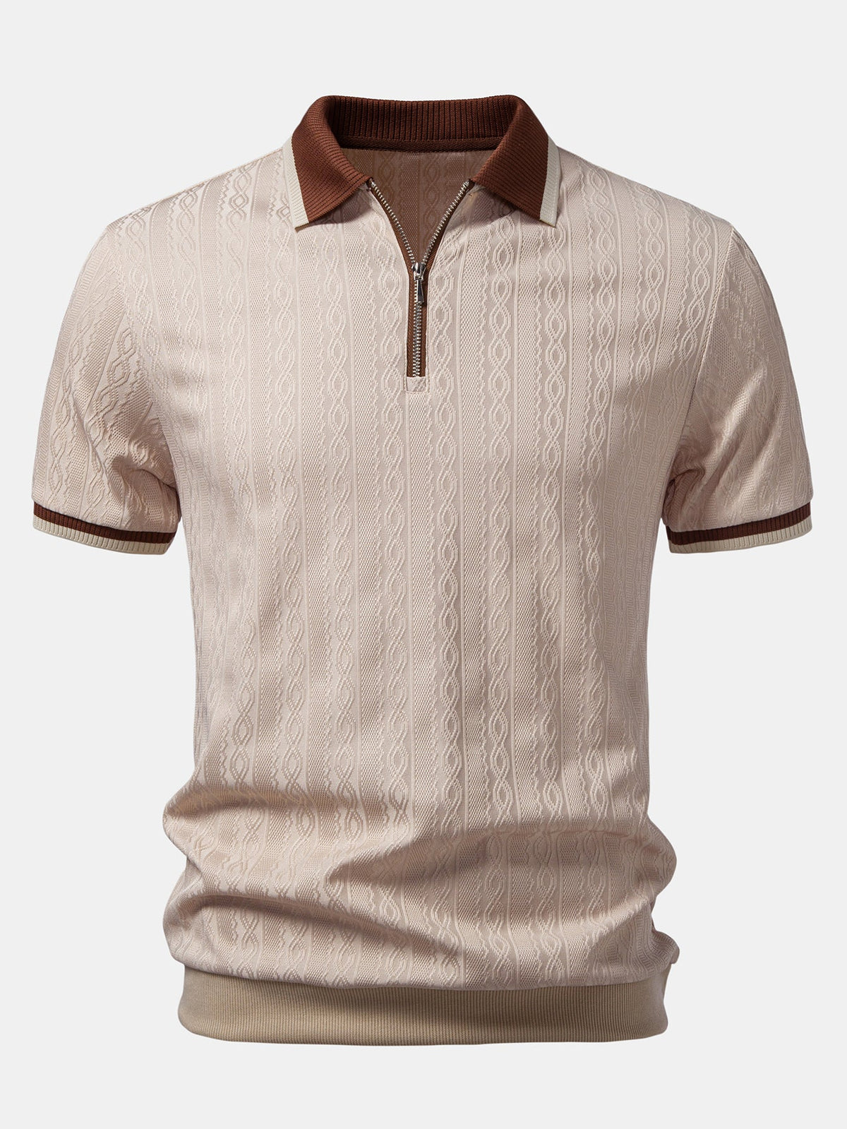 Men's Twisted Jacquard Quarter-Zip Knit Polo