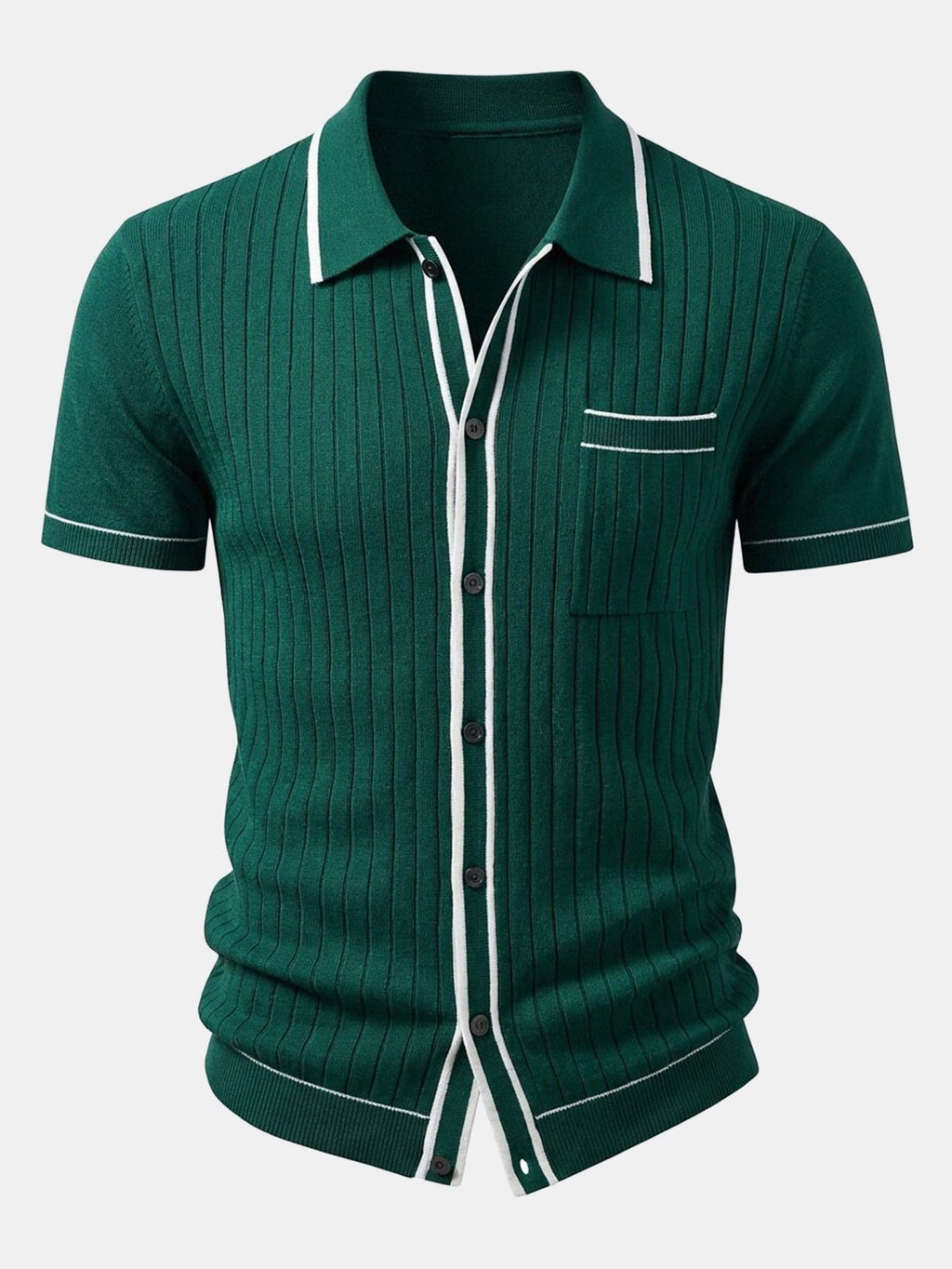 Men's Ribbed Knit Button Shirt Set – Tailored Tapered Trousers