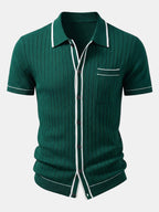 Men's Ribbed Knit Button Shirt Set – Tailored Tapered Trousers