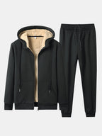Men's Teddy-Lined Zip Hoodie Tracksuit – Regular Fit Joggers