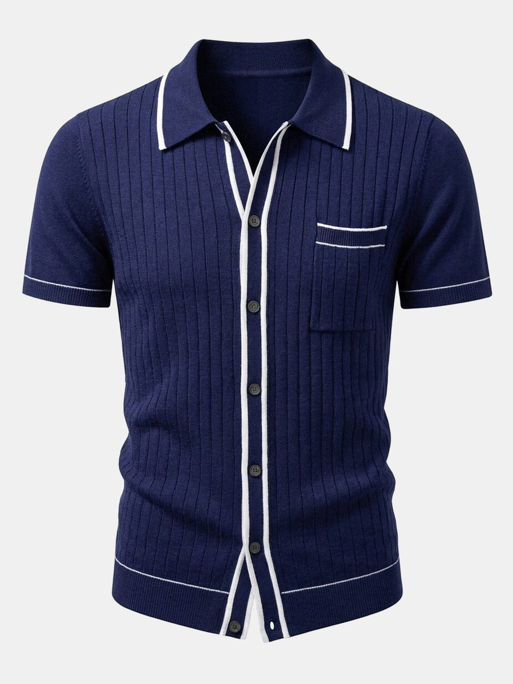 Men's Ribbed Knit Button Shirt Set – Tailored Tapered Trousers