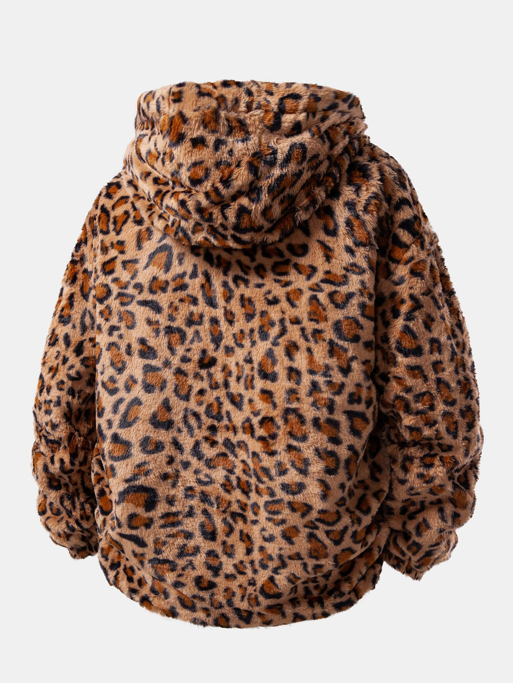 Men's Plush Faux Fur Hooded Zip-Up Jacket