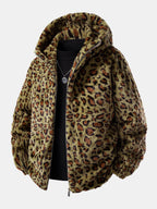 Men's Plush Faux Fur Hooded Zip-Up Jacket