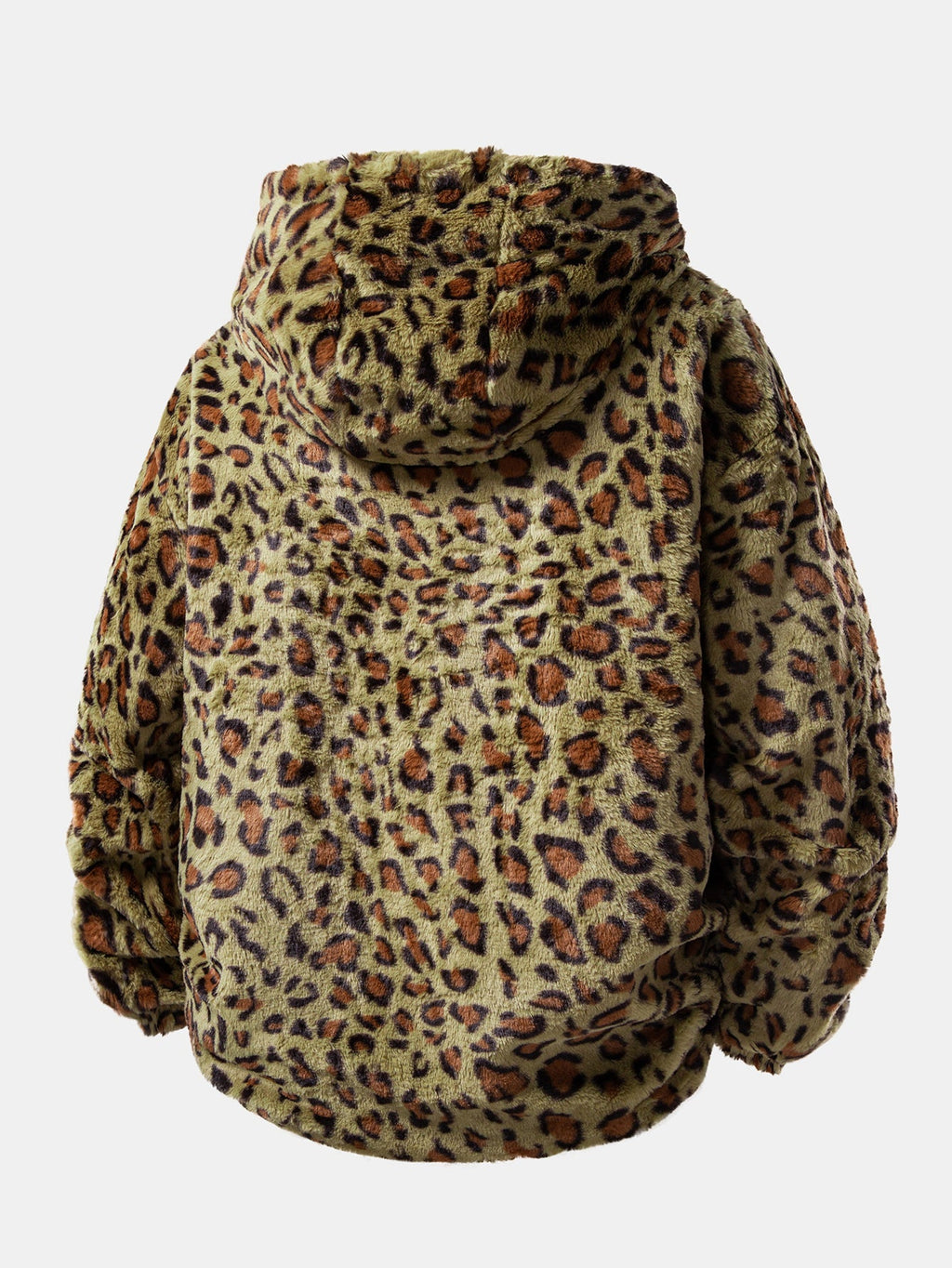 Men's Plush Faux Fur Hooded Zip-Up Jacket