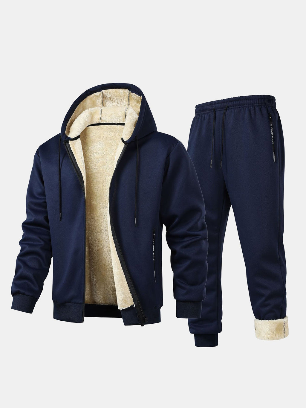Men's Teddy-Lined Hooded Tracksuit – Zip Jacket and Joggers