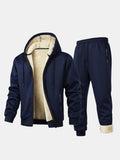 Men's Teddy-Lined Hooded Tracksuit – Zip Jacket and Joggers