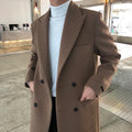 Men's Double-Breasted Overcoat with Notched Lapels