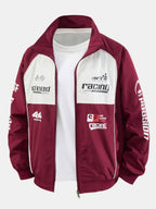 Men's Printed Racing Track Jacket with Full Zip