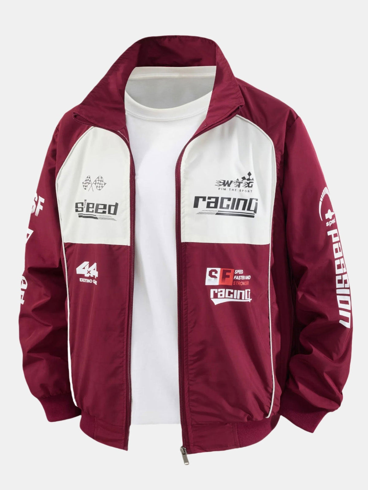 Men's Printed Racing Track Jacket with Full Zip