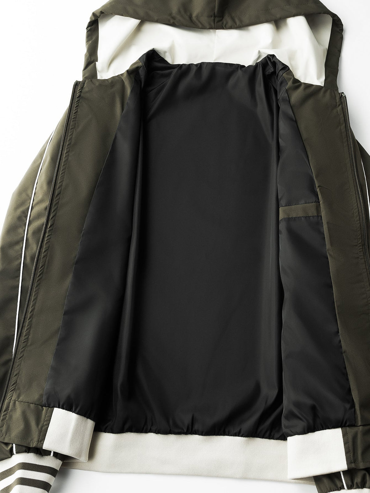 Men's Relaxed Hooded Bomber Jacket – Contrast Lined Zip-Up Outerwear
