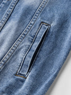 Men's Vintage Washed Denim Jacket – Classic Cotton Button-Up Outerwear