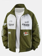 Men's Printed Racing Track Jacket with Full Zip