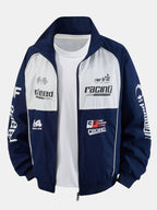 Men's Printed Racing Track Jacket with Full Zip