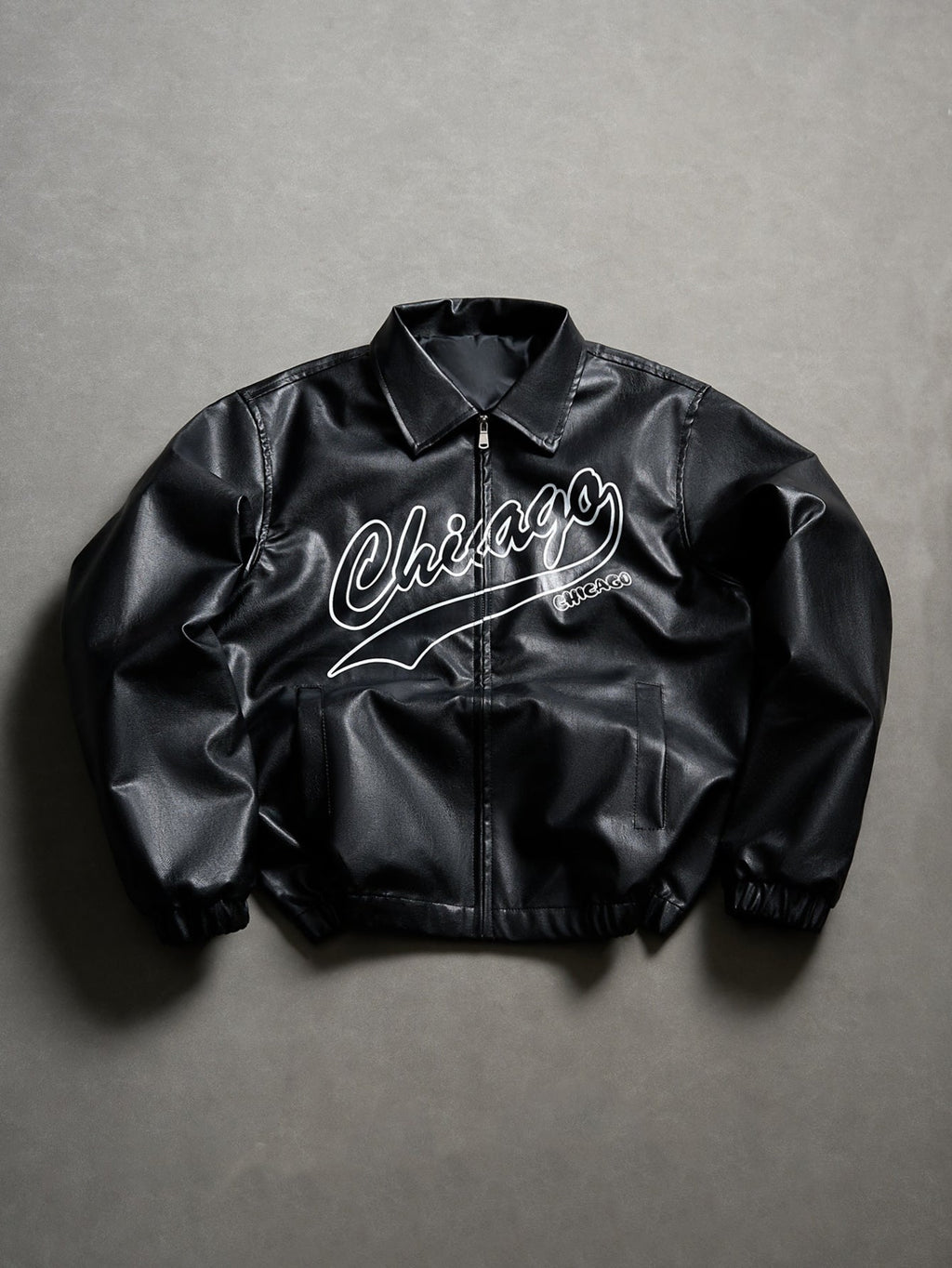 Men's Vintage-Inspired Faux Leather Bomber Jacket