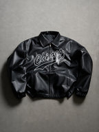 Men's Vintage-Inspired Faux Leather Bomber Jacket