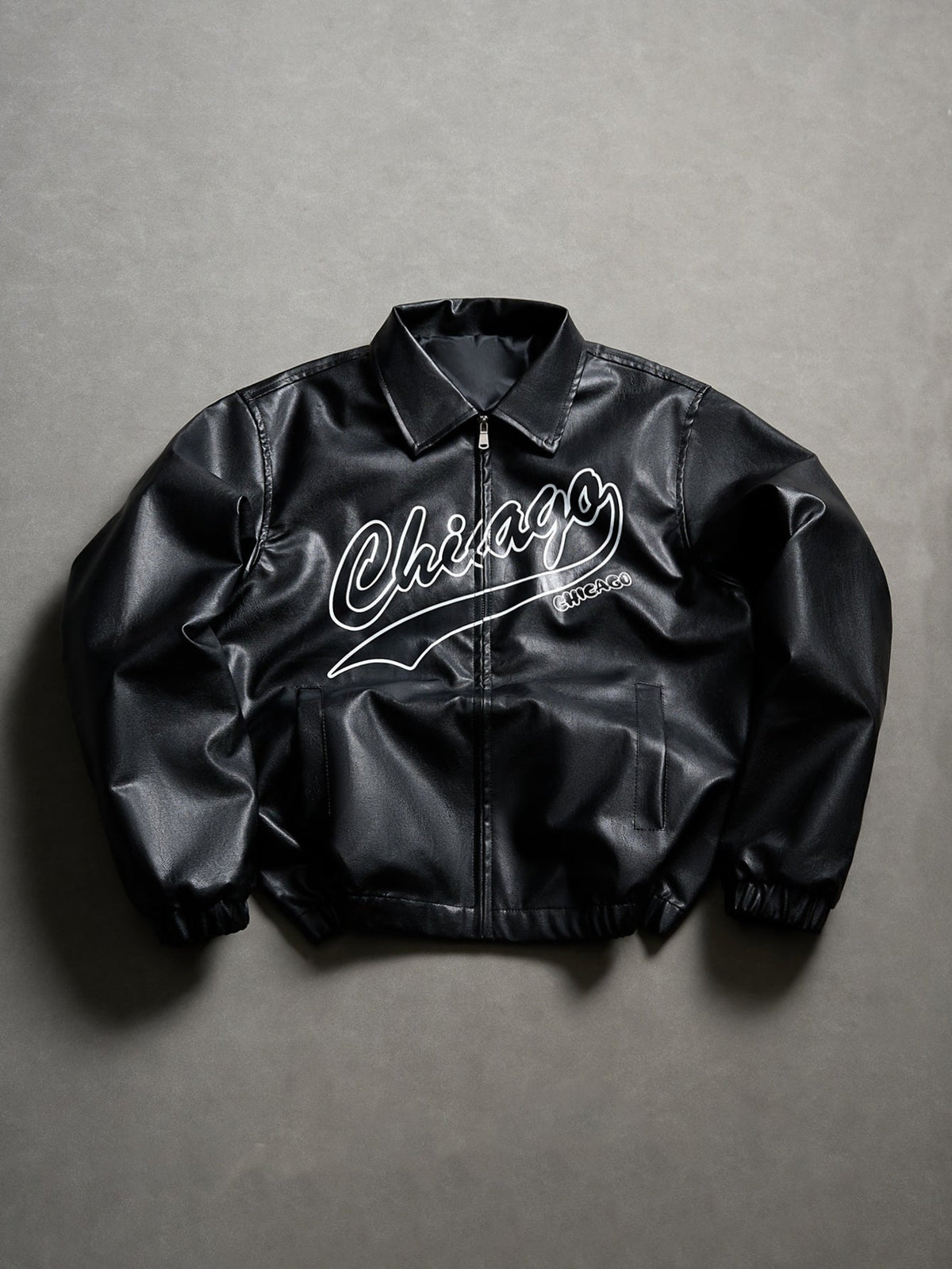 Men's Vintage-Inspired Faux Leather Bomber Jacket