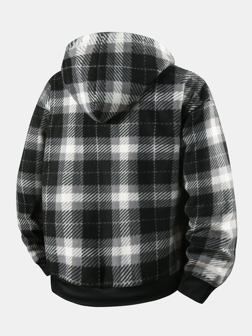 Men's Checked Fleece-Lined Hooded Jacket