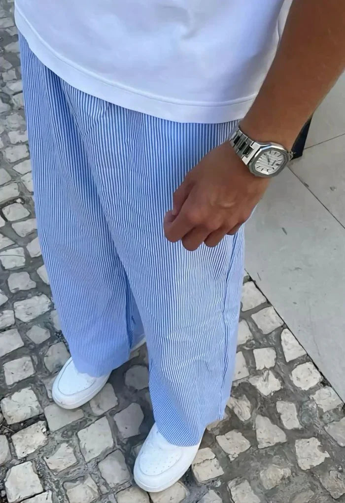 Men's Striped Summer Trousers – Relaxed Tailored Cut