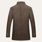 Men's Classic Wool-Blend Overcoat – Structured Collar, Button Front