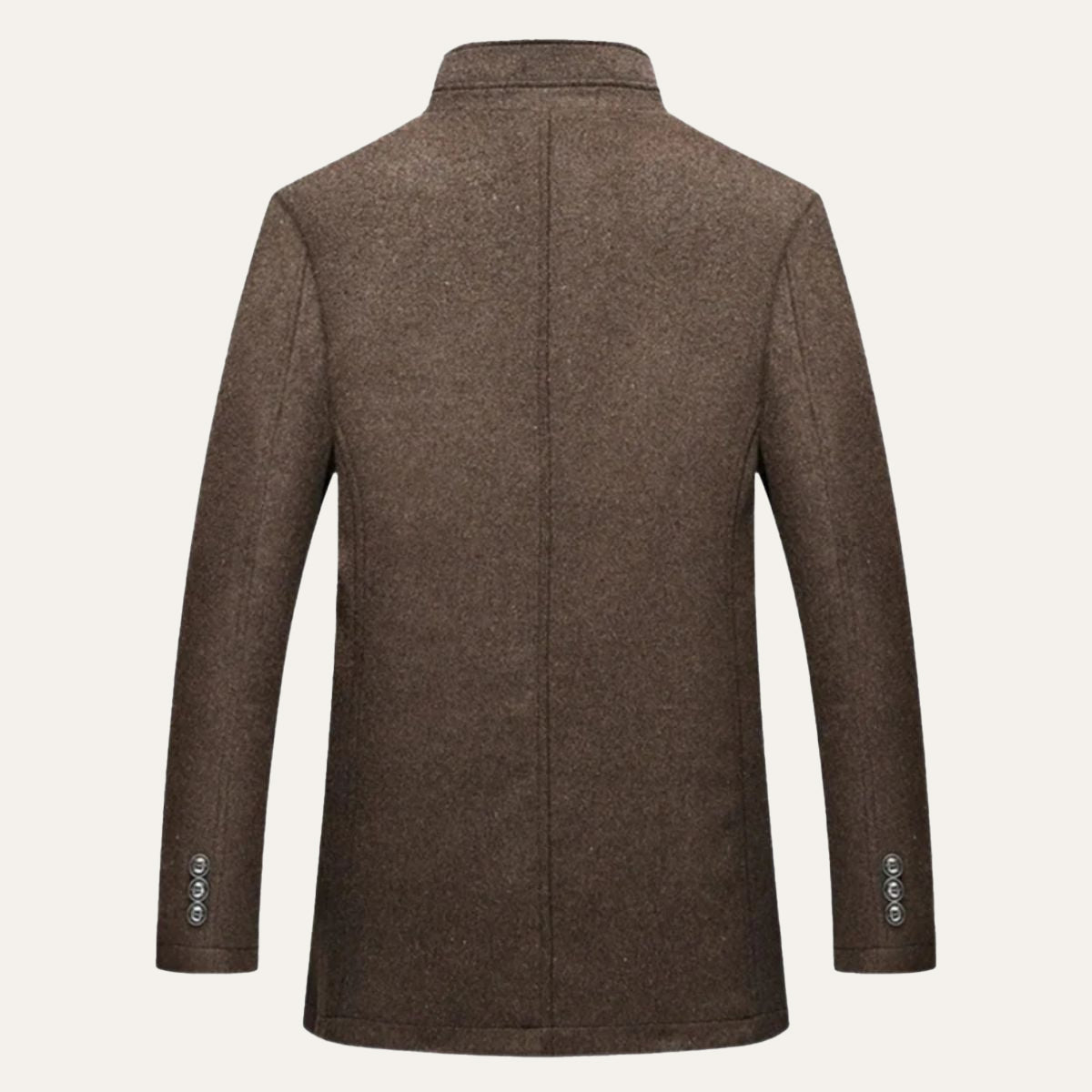 Men's Classic Wool-Blend Overcoat – Structured Collar, Button Front