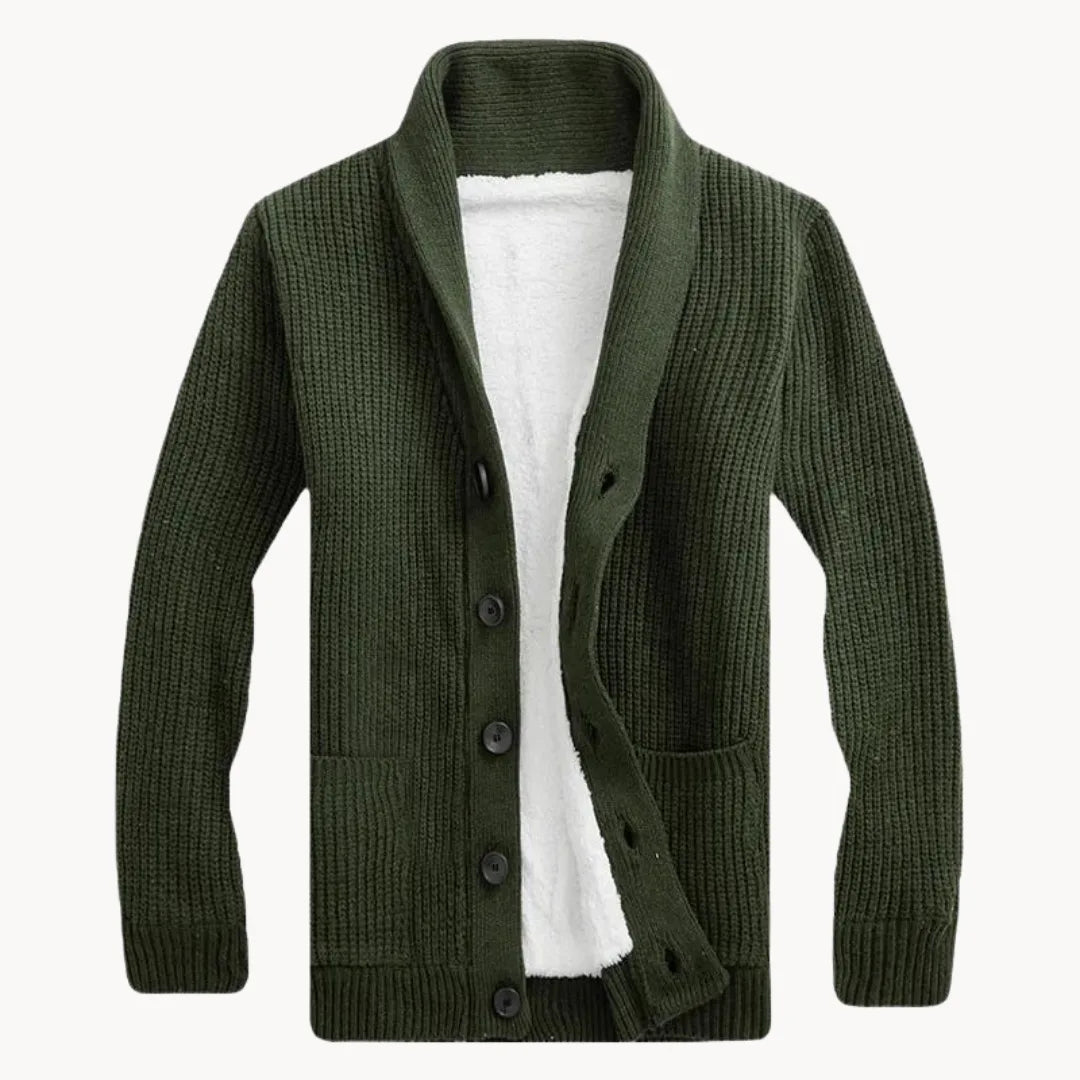 Men's Fleece-Lined Button Cardigan