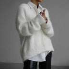 Women's Button-front Cardigan with V-neck – Light Grey