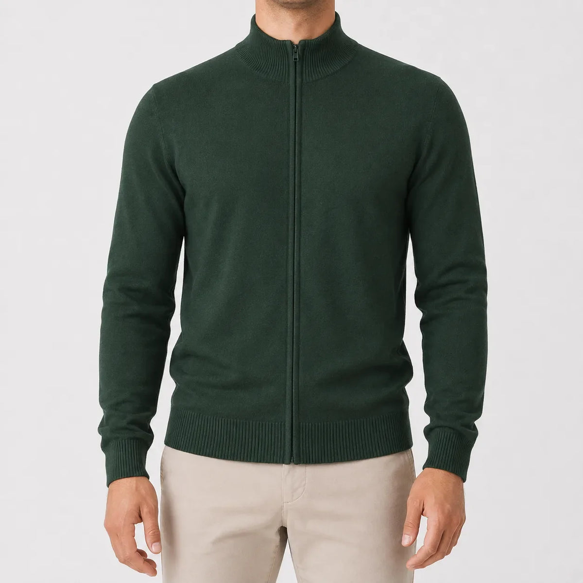 Men's Cardigan with Stand Collar