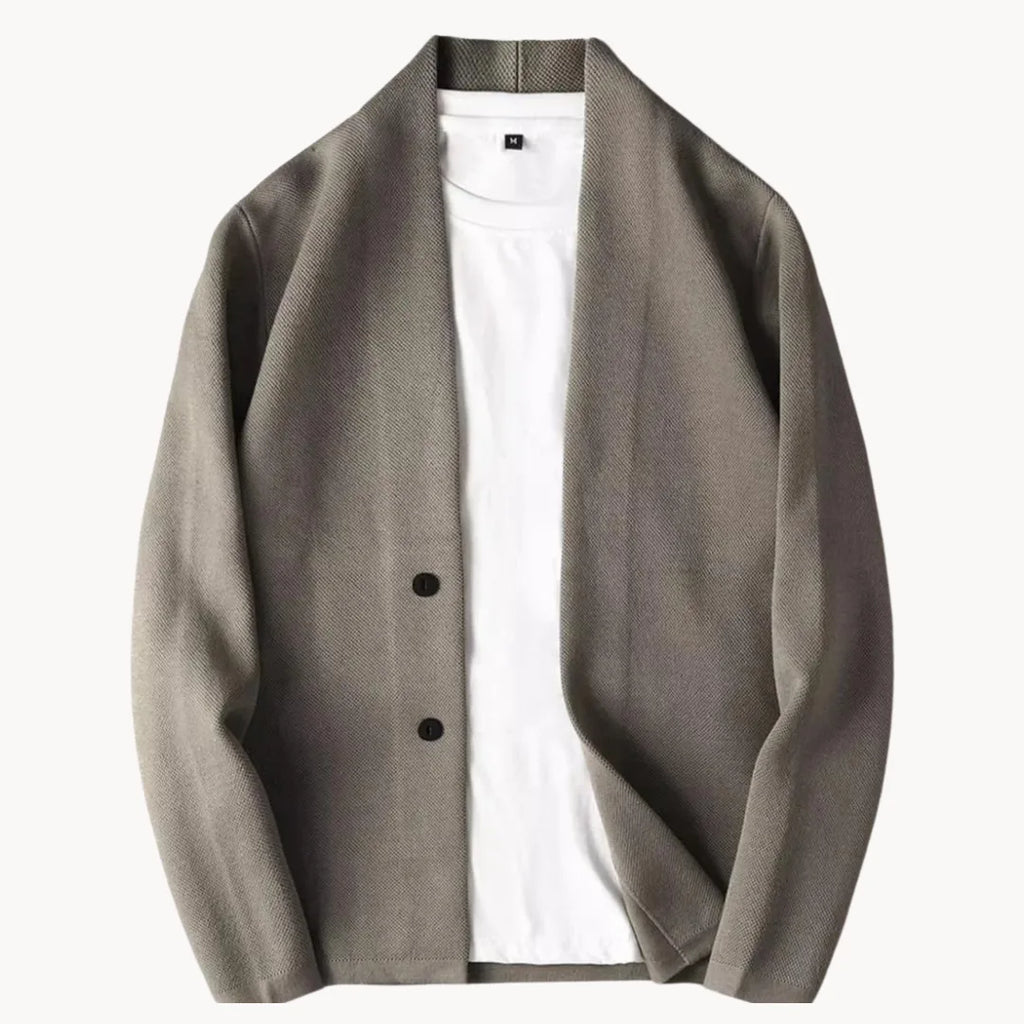 Men's Knitted Cardigan with Stand Collar