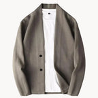 Men's Knitted Cardigan with Stand Collar