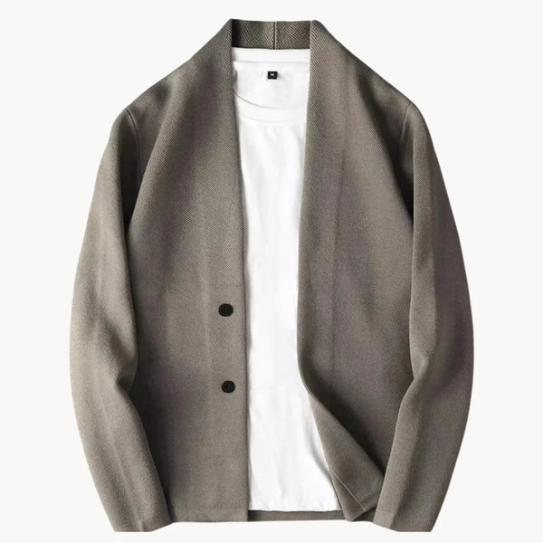 Men's Knitted Cardigan with Stand Collar