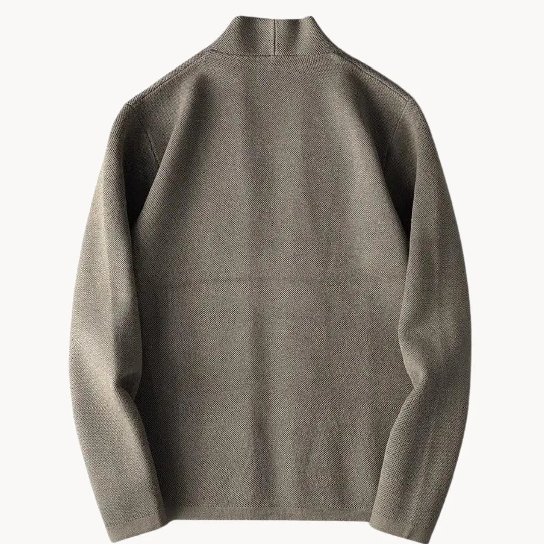 Men's Knitted Cardigan with Stand Collar