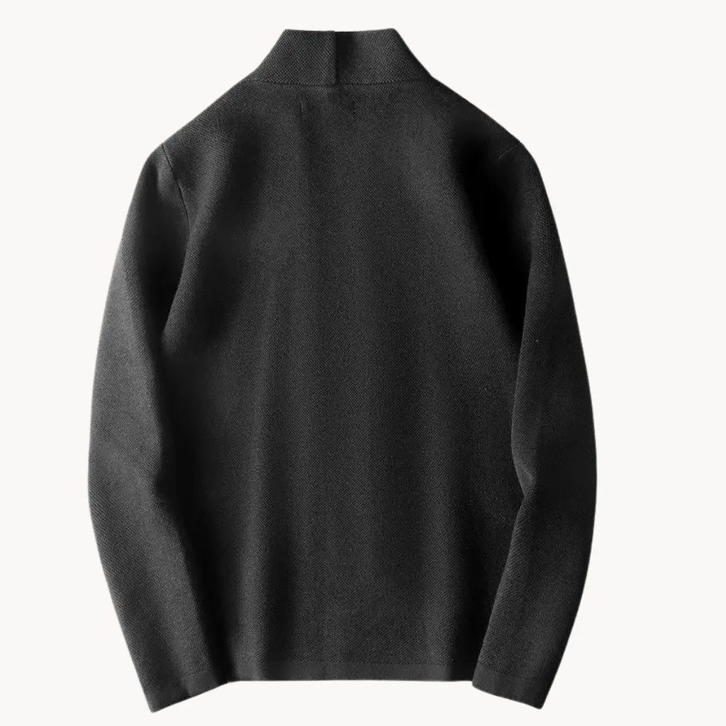 Men's Knitted Cardigan with Stand Collar