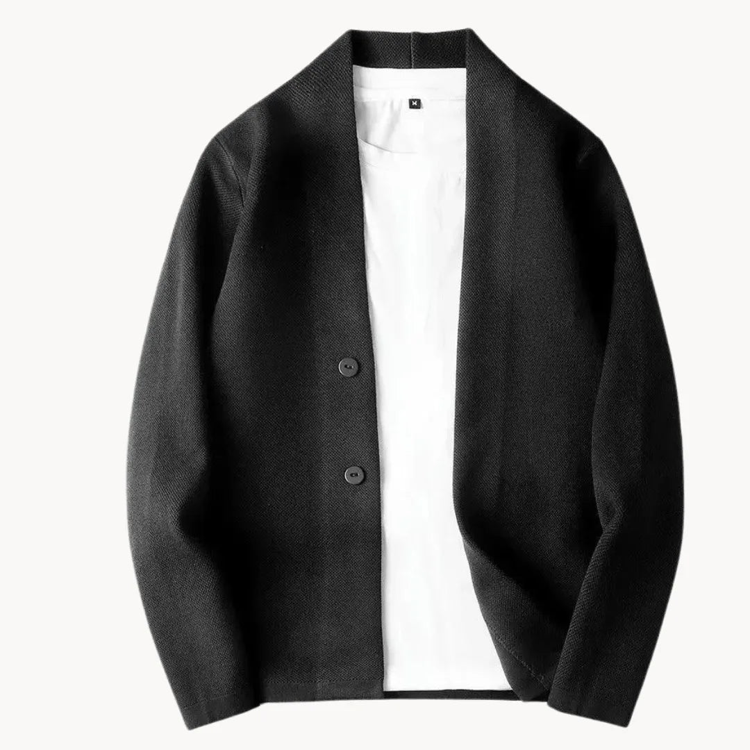 Men's Knitted Cardigan with Stand Collar