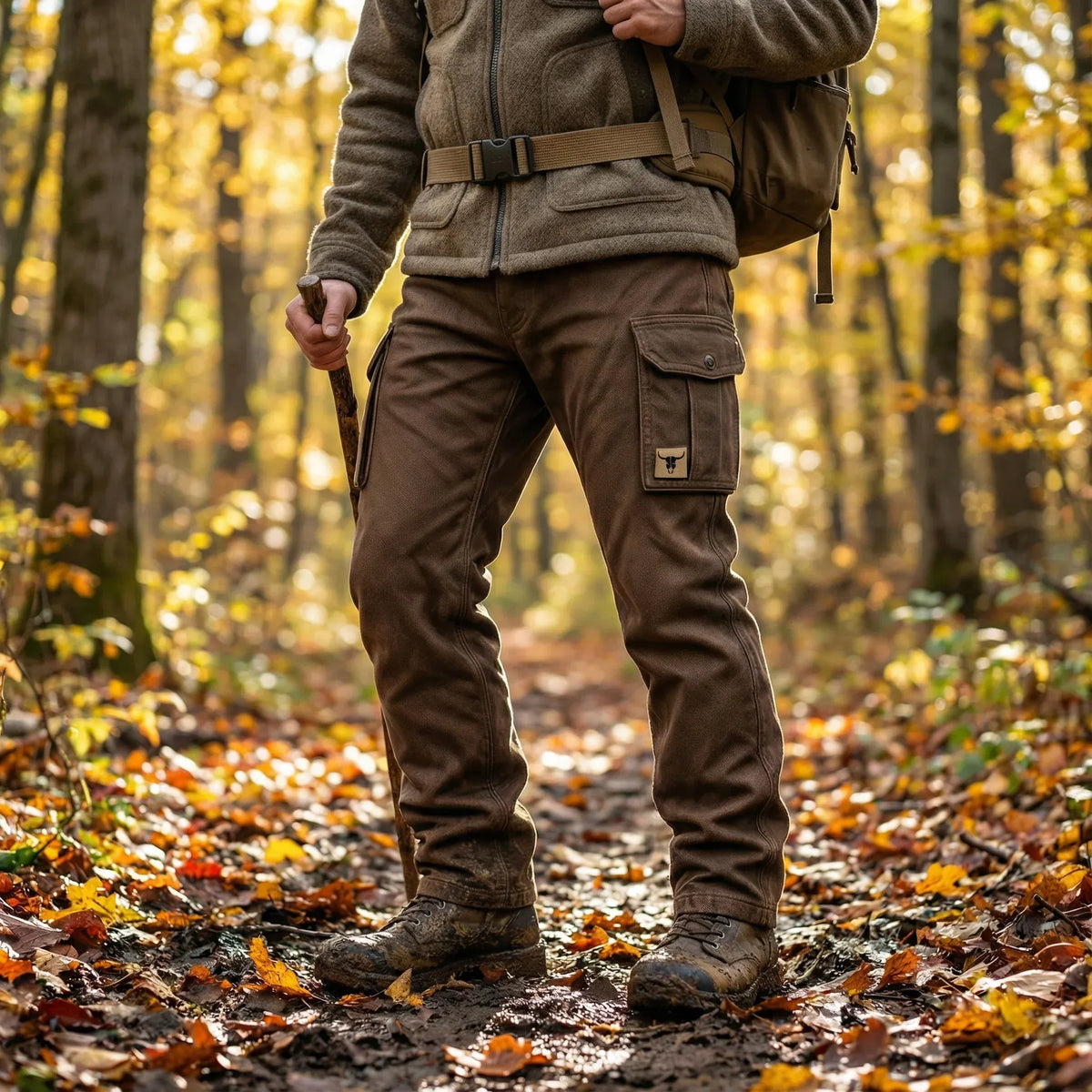 Men's Slim-Fit Cargo Trousers with Flap Pockets – Washed Utility Style