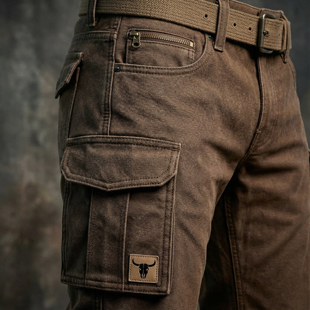 Men's Slim-Fit Cargo Trousers with Flap Pockets – Washed Utility Style