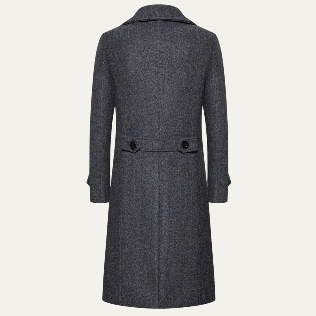 Men's Long Double-Breasted Wool-Blend Trench Coat