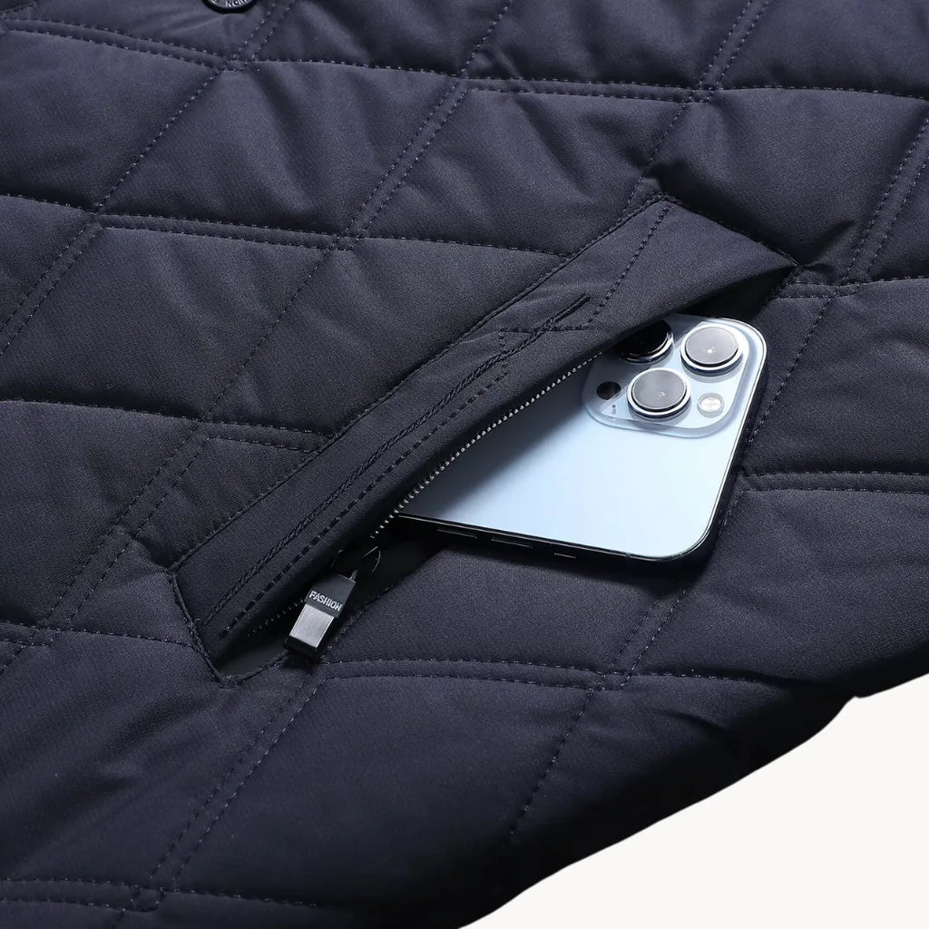 Men's Quilted Jacket with Classic Collar
