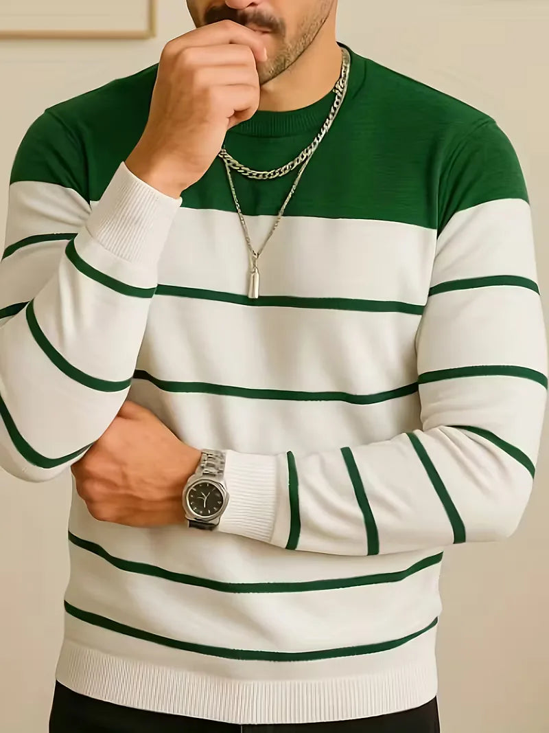 Men's Striped Crew Neck Jumper