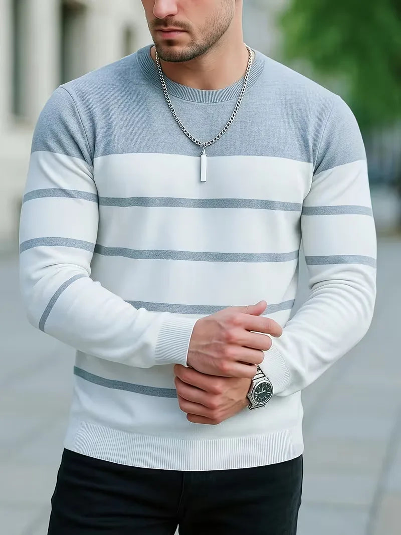 Men's Striped Crew Neck Jumper