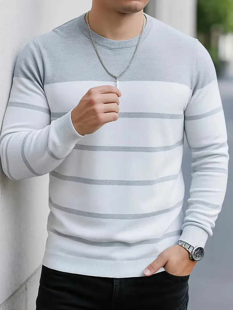 Men's Striped Crew Neck Jumper
