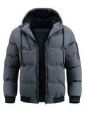Men's Quilted Jacket with Hood and Fleece Lining