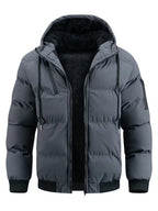 Men's Quilted Jacket with Hood and Fleece Lining