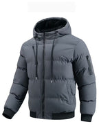 Men's Quilted Jacket with Hood and Fleece Lining