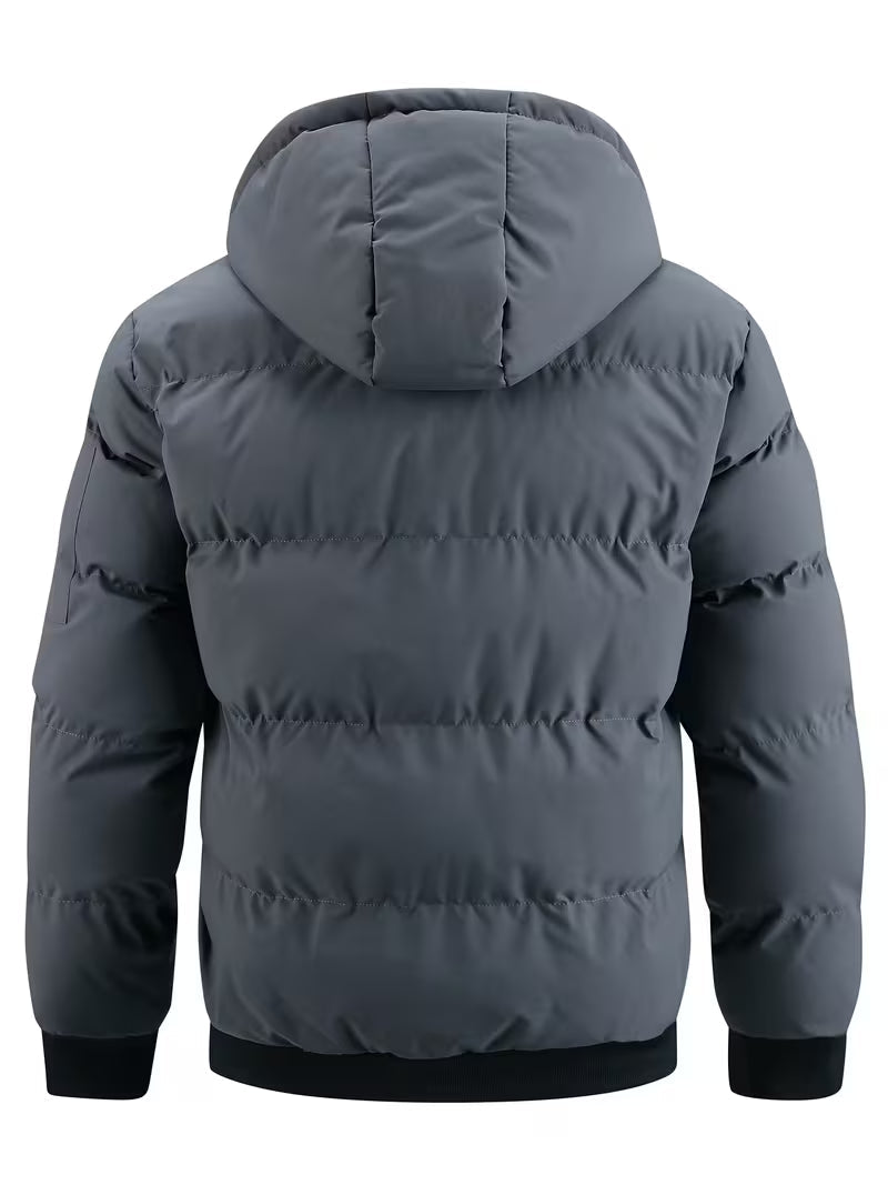 Men's Quilted Jacket with Hood and Fleece Lining