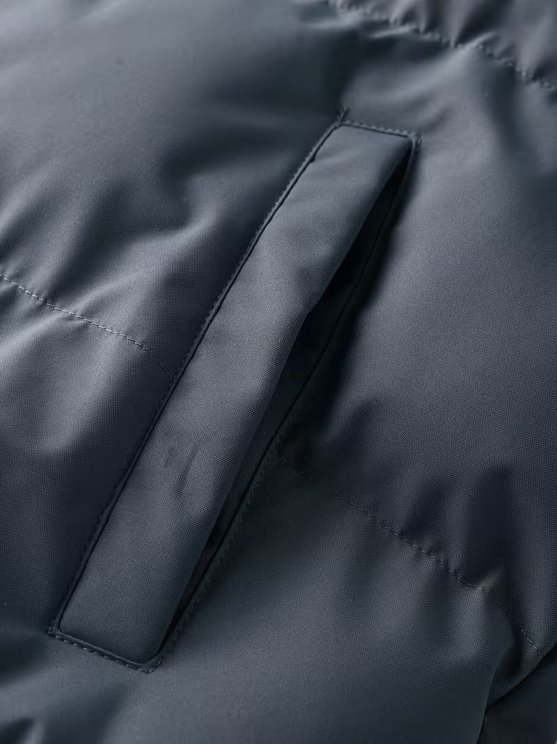 Men's Quilted Jacket with Hood and Fleece Lining