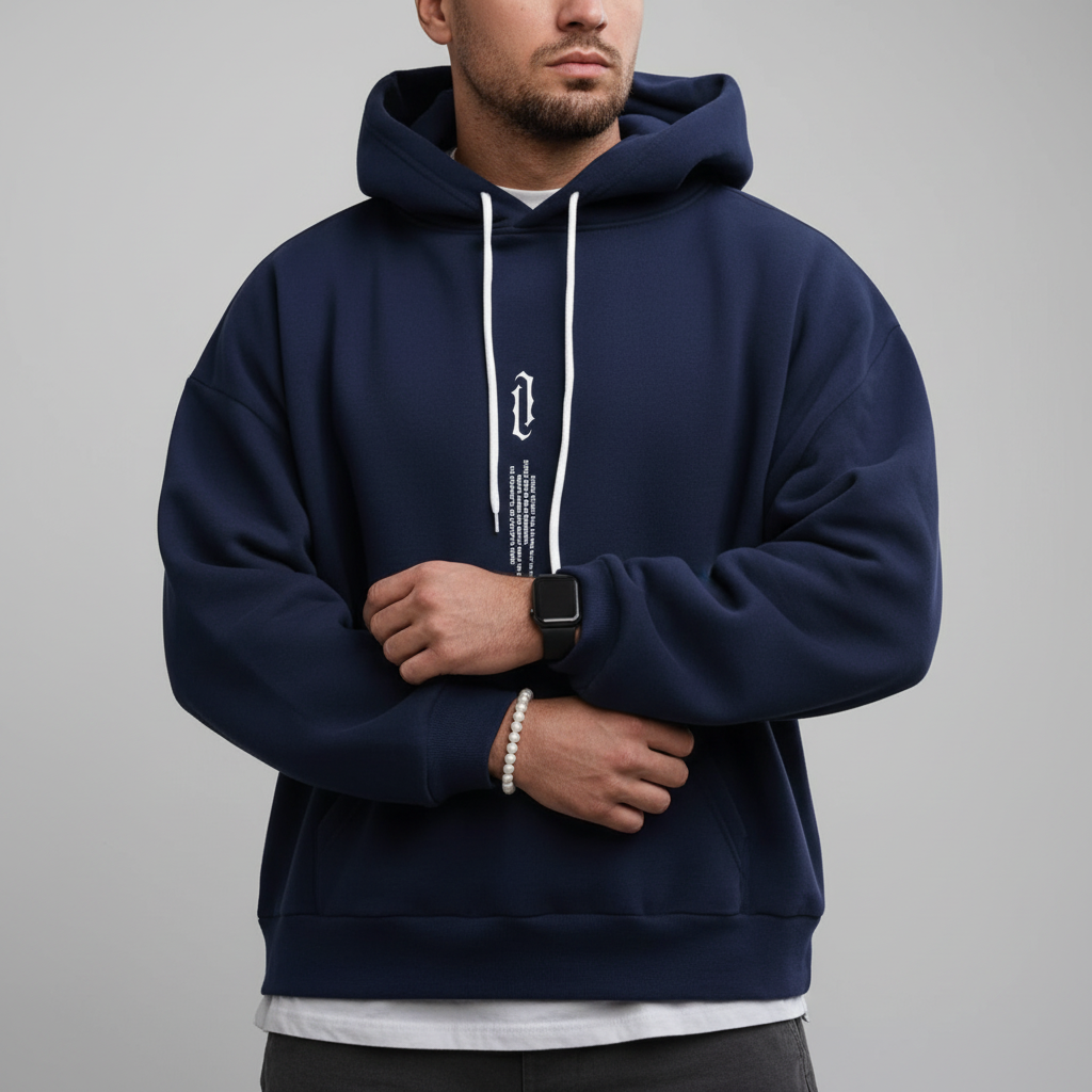 Men's Pullover Hoodie – Regular-Fit Drawstring Layer
