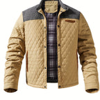 Men's Quilted Jacket – Knitted-Panel Stand-Collar Layer