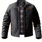 Men's Quilted Jacket – Knitted-Panel Stand-Collar Layer